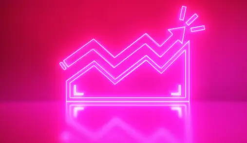 topest freelance digital marketer kannur pink line graph showing upward growth